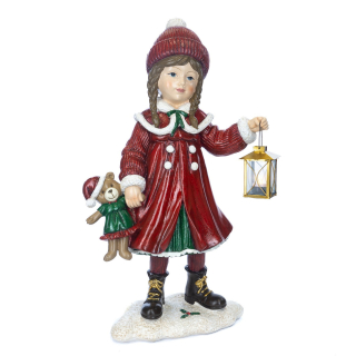 VÁNOČNÍ FIGURKA HOLČIČKA S MEDVÍDKEM