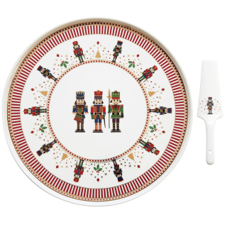 PORCELÁNOVÝ PODNOS NA KOLÁČ S LOPATKOU
